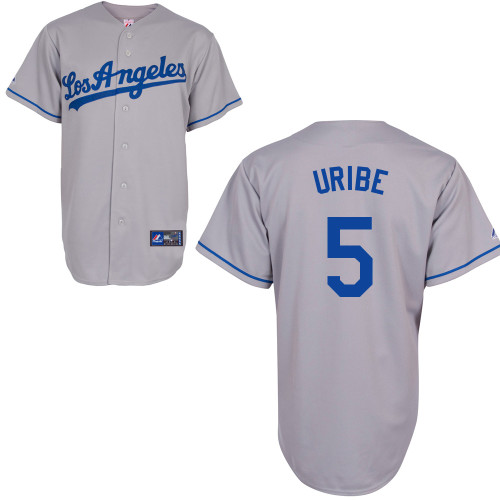 Juan Uribe #5 mlb Jersey-L A Dodgers Women's Authentic Road Gray Cool Base Baseball Jersey
